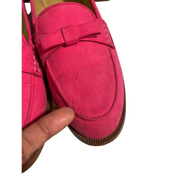 J. Crew pink bow foux suede preppy classic loafers size 7 - Picture 8 of 8